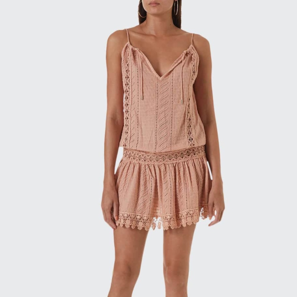 Melissa Odabash Chelsea Eyelet-Lace Halter Dress, Size M, Perfect Condition